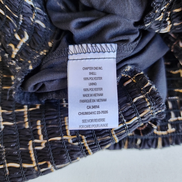 NWT Haver London Top Womens Black Beige Gold Flowy Puff Sleeve Smocked Waist S - Picture 15 of 15